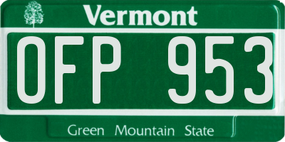 VT license plate OFP953