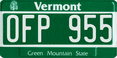 VT license plate OFP955