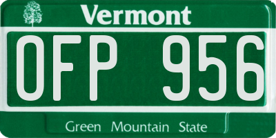 VT license plate OFP956