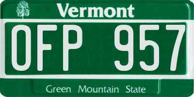 VT license plate OFP957