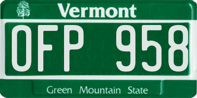 VT license plate OFP958