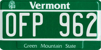 VT license plate OFP962