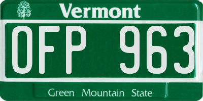 VT license plate OFP963