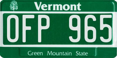 VT license plate OFP965