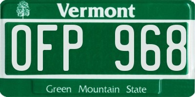 VT license plate OFP968