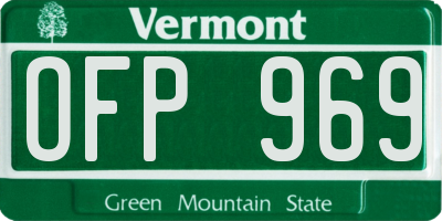 VT license plate OFP969