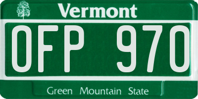 VT license plate OFP970