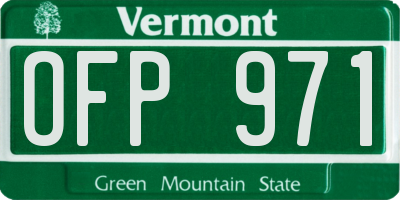VT license plate OFP971