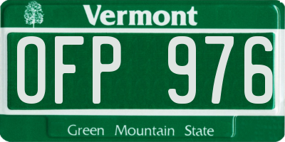 VT license plate OFP976
