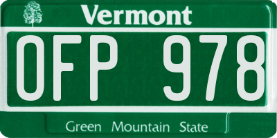 VT license plate OFP978