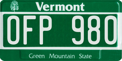 VT license plate OFP980