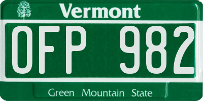 VT license plate OFP982