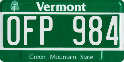 VT license plate OFP984