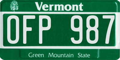 VT license plate OFP987