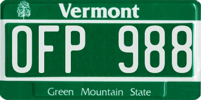 VT license plate OFP988