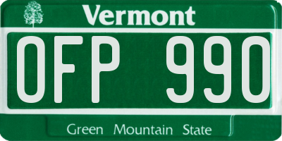 VT license plate OFP990