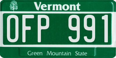 VT license plate OFP991
