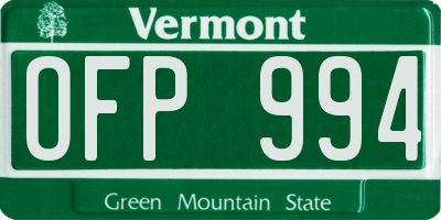 VT license plate OFP994