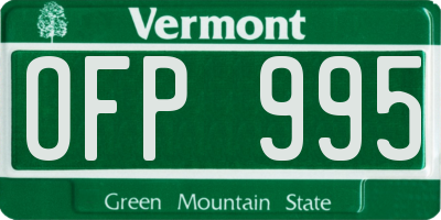 VT license plate OFP995