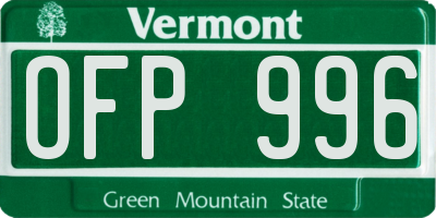 VT license plate OFP996