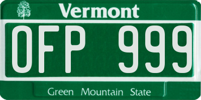 VT license plate OFP999