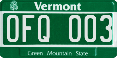 VT license plate OFQ003