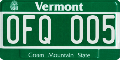 VT license plate OFQ005