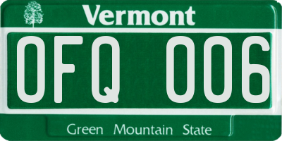 VT license plate OFQ006