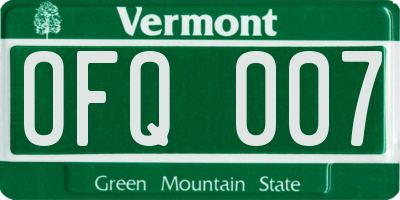 VT license plate OFQ007