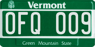 VT license plate OFQ009