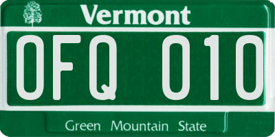 VT license plate OFQ010