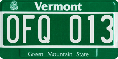VT license plate OFQ013