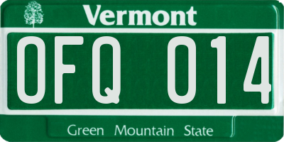 VT license plate OFQ014