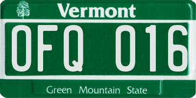 VT license plate OFQ016