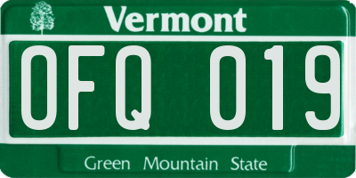 VT license plate OFQ019