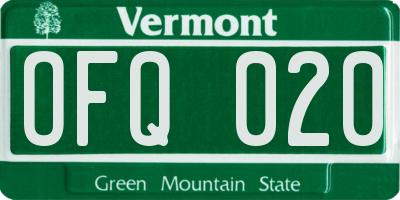VT license plate OFQ020