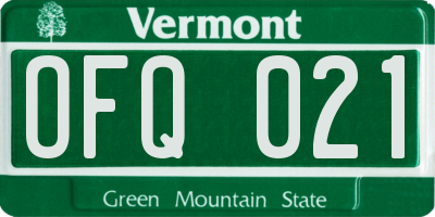VT license plate OFQ021