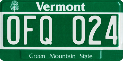 VT license plate OFQ024