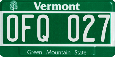 VT license plate OFQ027