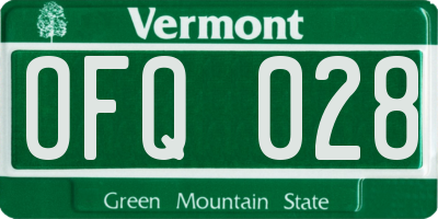 VT license plate OFQ028