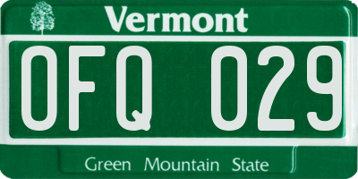 VT license plate OFQ029
