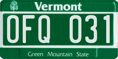 VT license plate OFQ031