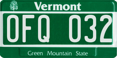VT license plate OFQ032