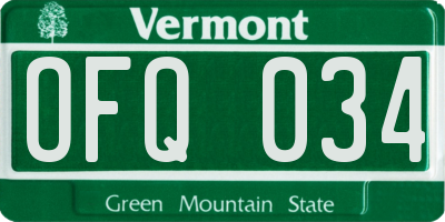 VT license plate OFQ034