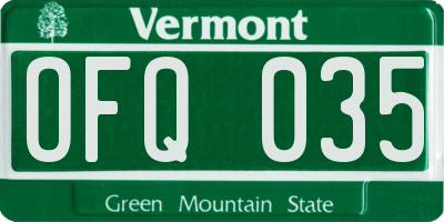 VT license plate OFQ035