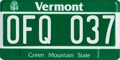 VT license plate OFQ037