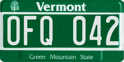 VT license plate OFQ042