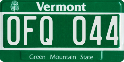 VT license plate OFQ044