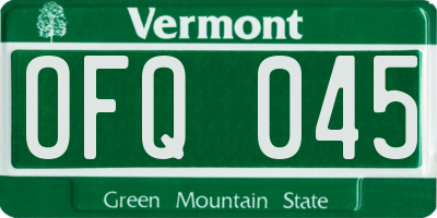 VT license plate OFQ045