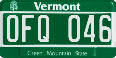 VT license plate OFQ046